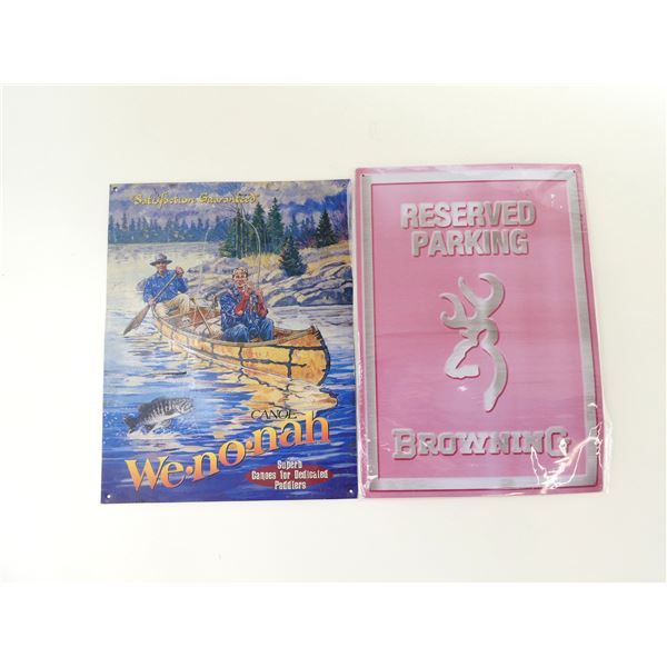 ASSORTED BROWNING AND CANOE SIGNS LOT