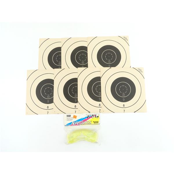 ALL AROUND PROTECTIVE EYE WEAR & 25 PAPER TARGETS LOT