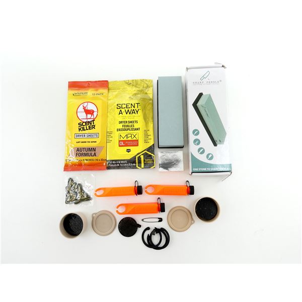 SHARPENING STONE & SCENT COVER LOT