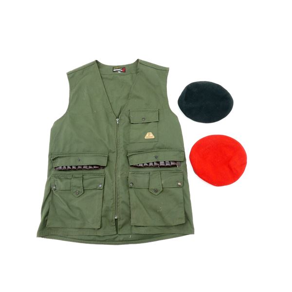 PIERCARMEN HUNTING VEST AND ASSORTED BERET LOT