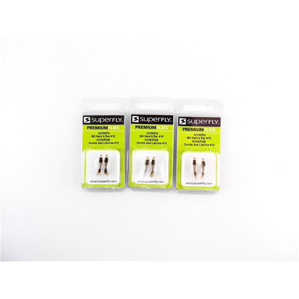 SUPERFLY PREMIUM FLIES NYMPH BH HARE'S EAR #12 LOT