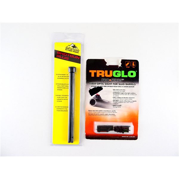 TRUGLO MAGNUM GLO DOT PRO SERIES DUAL COLOR FIBER OPTIC SHOT GUN SIGHT AND BUTLER CREEK SHOTGUN PLUG