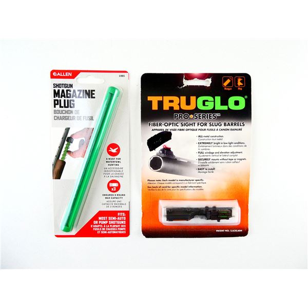 TRUGLO MAGNUM GLO DOT PRO SERIES DUAL COLOR FIBER OPTIC SHOT GUN SIGHT AND BUTLER CREEK SHOTGUN PLUG