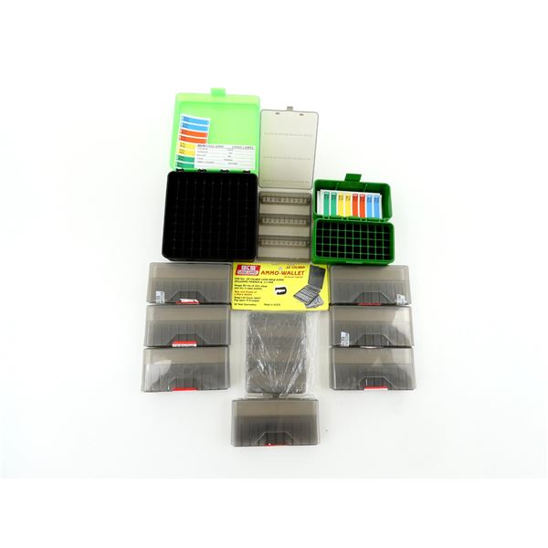 ASSORTED PLASTIC SMALL RIFLE / PISTOL AMMO CONTAINERS LOT