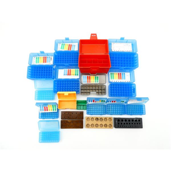 ASSORTED PLASTIC RIFLE / PISTOL AMMO CONTAINERS, ETC. LOT