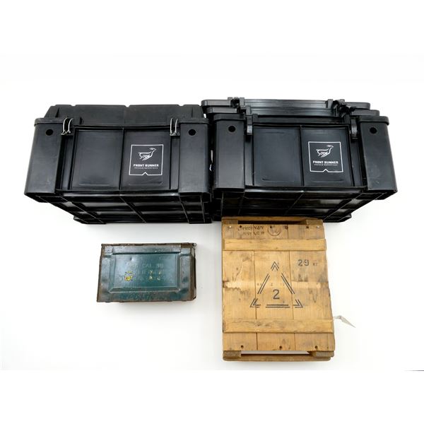 ASSORTED METAL AMMO TIN / WOODEN CRATE / POLYMER CRATE LOT