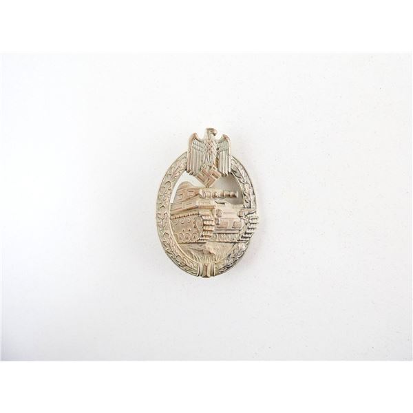 WWII GERMAN SILVER PANZER ASSAULT TANK BADGE