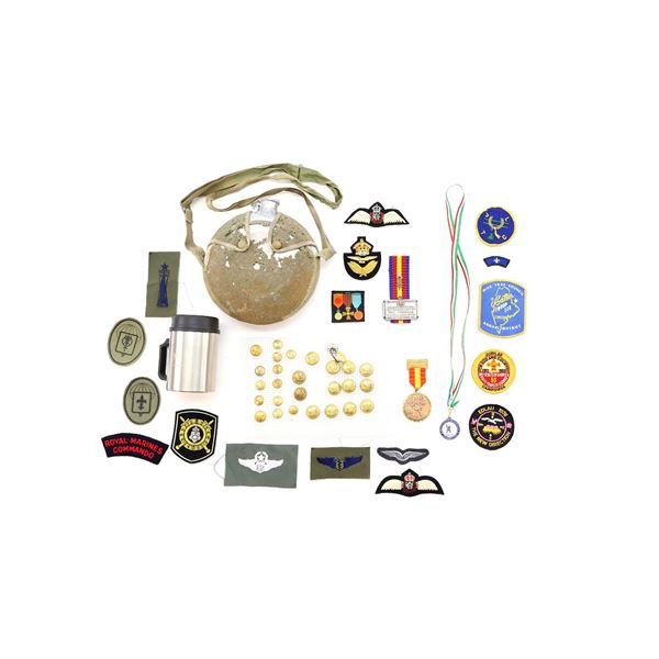 ASSORTED MILITARY BADGES, BUTTONS, ETC. LOT
