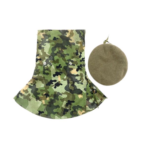 GERMAN MILITARY BERET AND SHELTER HALF HOOD LOT