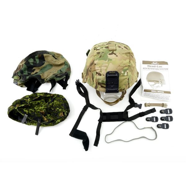 U.S. MILITARY ACH / MICH BALLISTIC COMBAT HELMET AND ACCESSORIES LOT