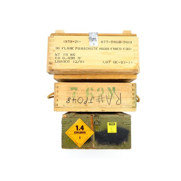 ASSORTED MILITARY / MILITARY STYLE WOODEN AMMO CRATE LOT