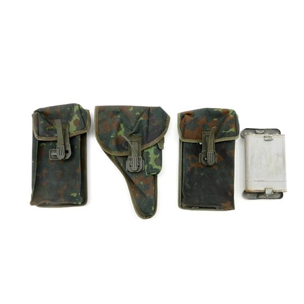 GERMAN MILITARY MAG POUCH, HOLSTER AND CLEANING KIT TIN LOT