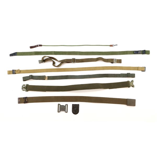 ASSORTED MILITARY / MILITARY STYLE BELTS, SLINGS, ETC. LOT