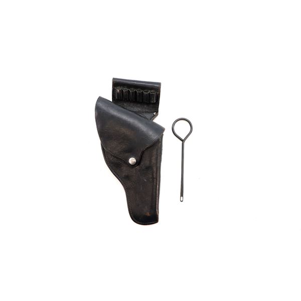 UNKNOWN MILITARY STYLE PISTOL HOLSTER AND CLEANING ROD LOT