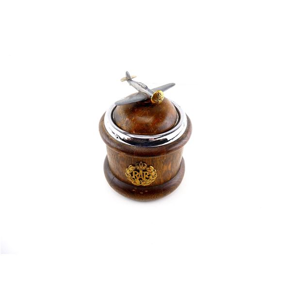 WWII BRITISH HAWKER HURRICANE MK1 AIRCRAFT TRENCH ART TOBACCO JAR