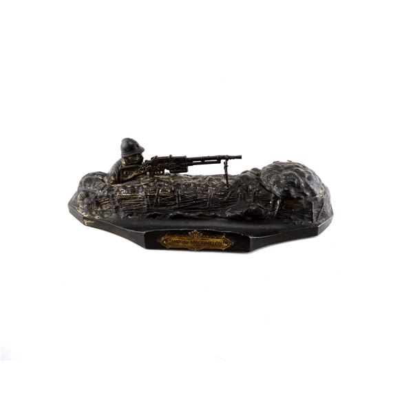 FRENCH COMMEMORATIVE POST-WWI SOLDIER INK WELL TRENCH ART