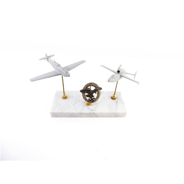 WWII GERMAN LUFTWAFFE OBSERVERS BADGE WITH AIRCRAFT TRENCH ART
