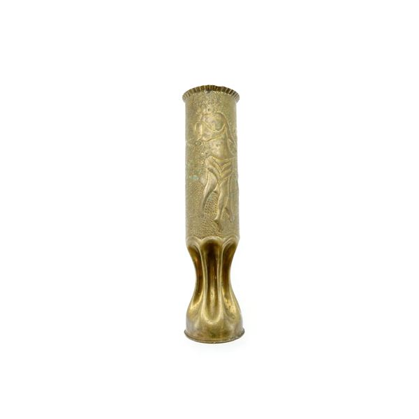 WWI FRENCH MILITARY 75MM SHELL CASING TRENCH ART VASE