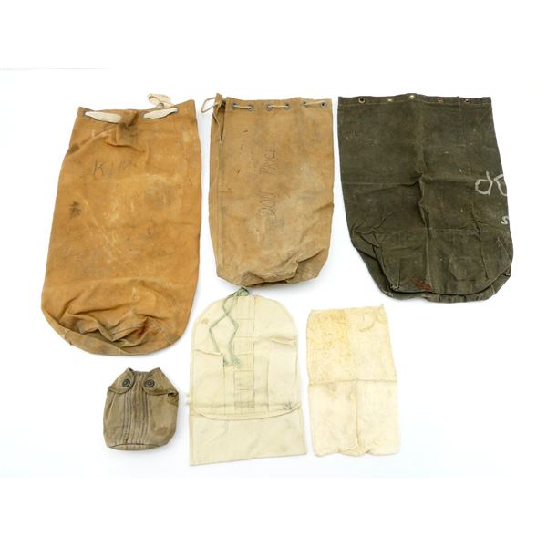 WWII / WWII ERA ASSORTED MILITARY DUFFLE BAGS, ETC. LOT