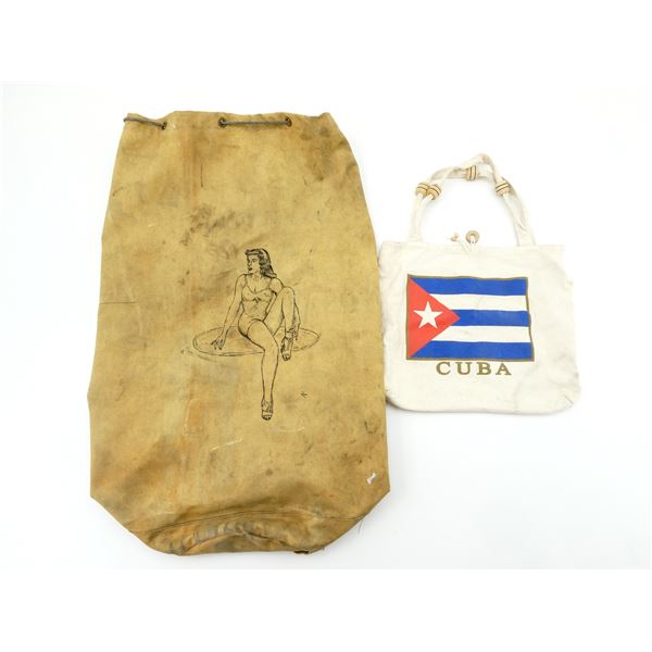 WWII CANADIAN MILITARY P37 WEB CANVAS DUFFLE BAG, ETC. LOT