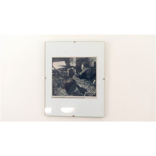 WWII CANADIAN SOLDIER PRIVATE JACK BAILEY FRAMED NEWSPAPER PHOTO