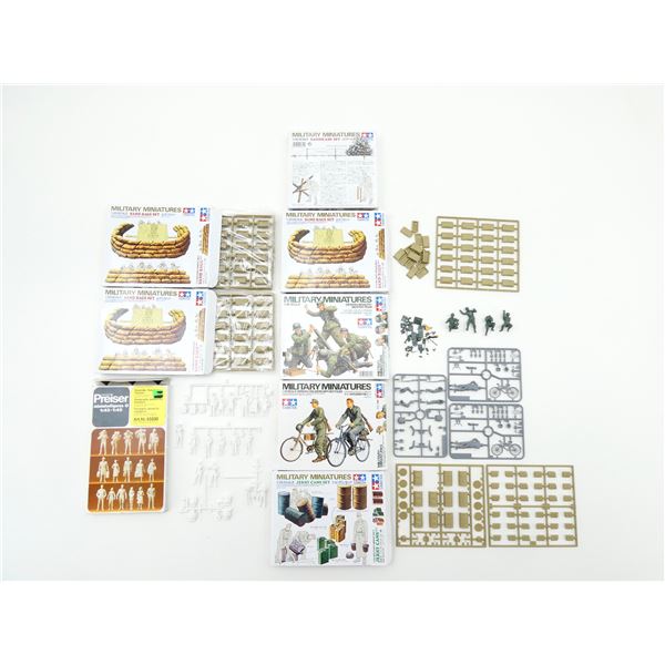 ASSORTED TAMIYA / PREISER MILITARY MINIATURE SOLDIER, ETC. MODEL KIT LOT