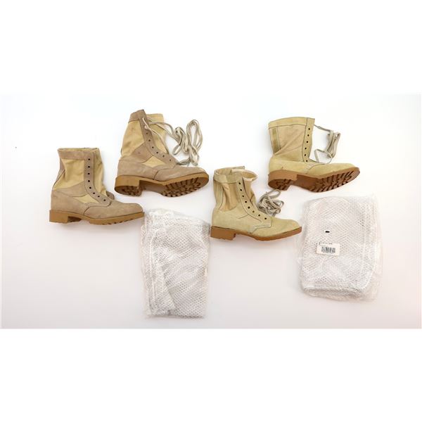 BRITISH MILITARY DESERT COMBAT BOOTS, ETC. LOT