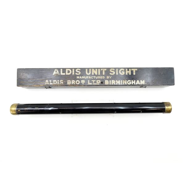 WWI BRITISH ALDIS BROTHERS UNIT SIGHT WITH WOODEN CASE LOT