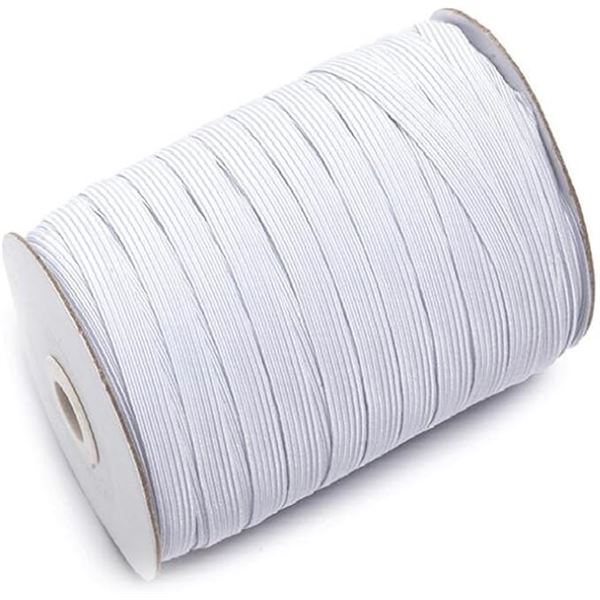 Braided Elastic Band Spool (144 Yards) White - 1/2" Wide - New