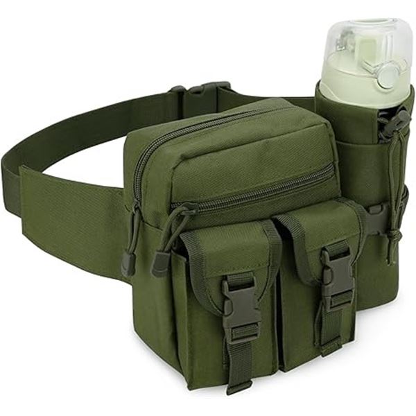 Tactical Style Waist Bag/Hiking Bag with Detachable Water Bottle Holder - Adjustable Belt - New