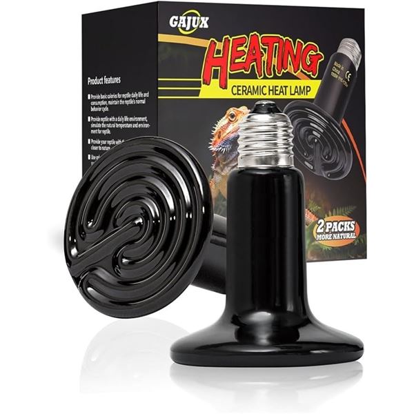 2-Pack of Gajux 150W Ceramic Heat Lamps/Reptile Lamps - New in Box