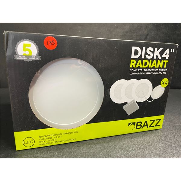 BAZZ 4-Pack Disk 4" Radiant Complete LED Recessed Light Fixture - New Sealed