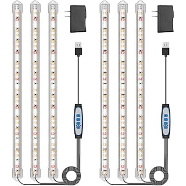2-Pack LED Grow Light Strips for Indoor Plants; Full-Spectrum, 5 Brightness Levels, Timer - New