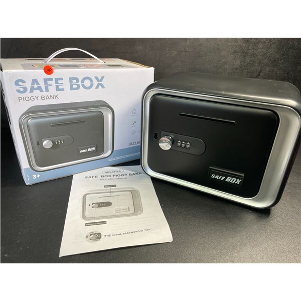 Safe Box/Keepsake Locking Box with Key/Passcode (Black) Money Safe/{Piggy Bank Box - New