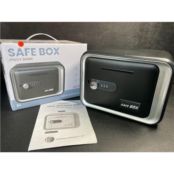 Safe Box/Keepsake Locking Box with Key/Passcode (Black) Money Safe/{Piggy Bank Box - New