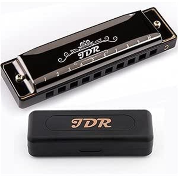 JDR Blues Harmonica C 10-Hole, 20 Tone Harmonica with Case - New Sealed