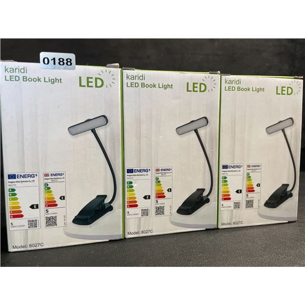 Lot of 3 LED Clamp-On Lights/Book Lights - Great for Reading, Crafts, Hobby Work, etc. - New
