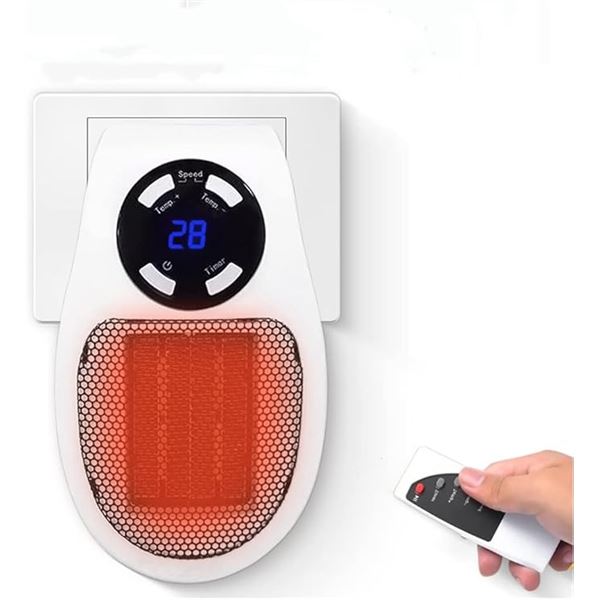 Portable Plug-In Heater; 500W Electric Heater with Remote Control - New