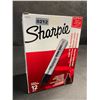Image 2 : 12-Pack Sharpie King-Size Permanent Markers; Large Chisel Tip Sharpies for Wide Marks (Black) - New