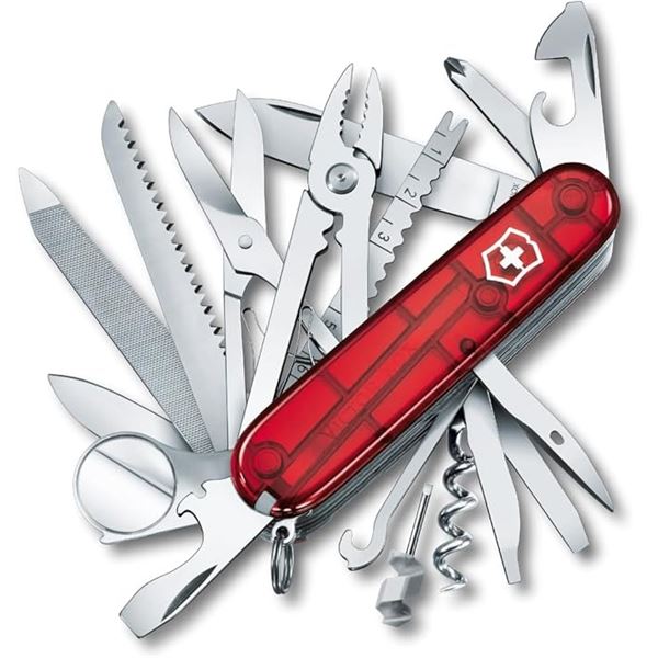 Victorinox Swiss Army Swiss Champ Pocket Knife Multi-Tool - Ruby Transparent Red - New in Box!