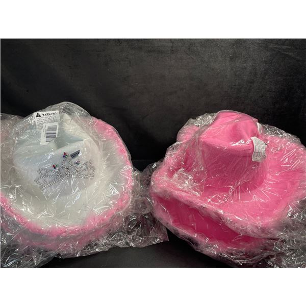 Lot of 4 Cowgirl Hats/Women's Cowboy Hats (2X White/2X Pink) Great for Rodeo! New