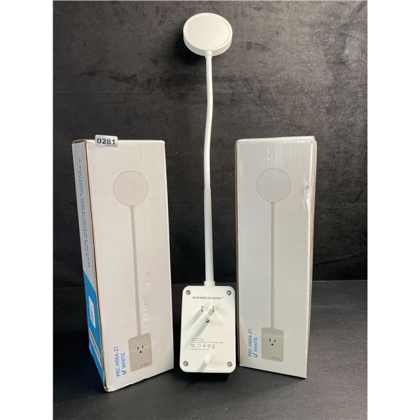 Lot of 2 Flexible 20" LED Reading Lights with Plug & Socket - White - New
