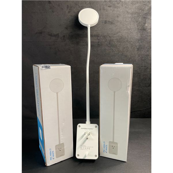 Lot of 2 Flexible 20" LED Reading Lights with Plug & Socket - White - New