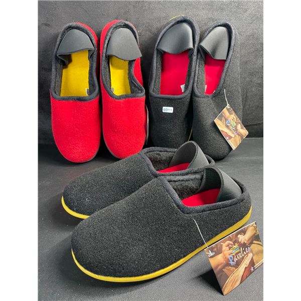 3 Pairs of Ravelier Faux Wool Slippers for Women - Assorted Sizes - New