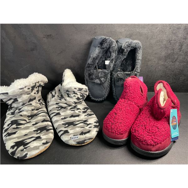 3 Pairs of Assorted Women's Slippers - New (Assorted Sizes - See Photos)