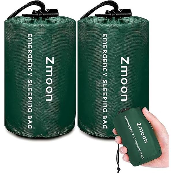 2-Pack Emergency Sleeping Bags/Bivvy Portable Lightweight Blankets for Camping/Outdoors - New