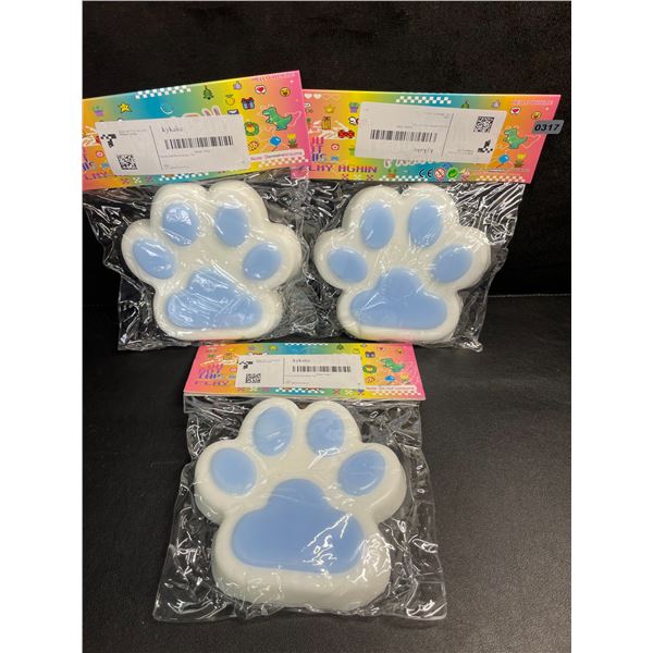 Lot of 3 Large Squishy Cat Paw Squeeze Toys/Sensory Toys - Brand New