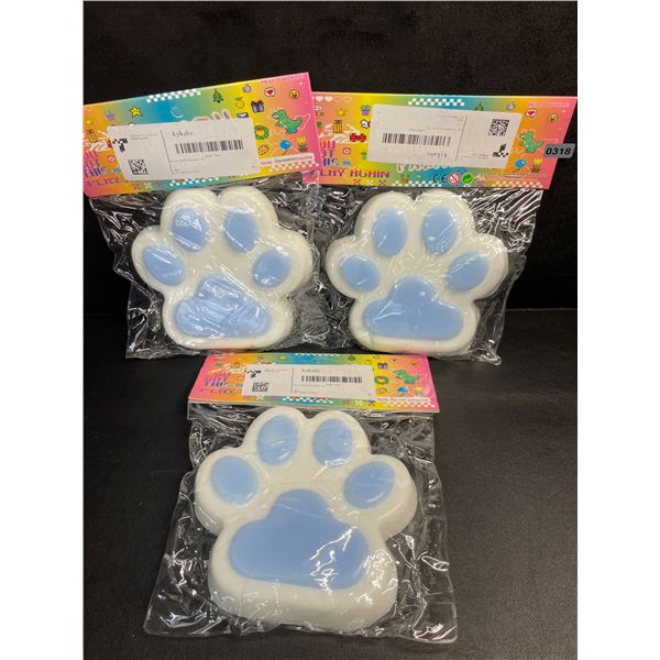 Lot of 3 Large Squishy Cat Paw Squeeze Toys/Sensory Toys - Brand New