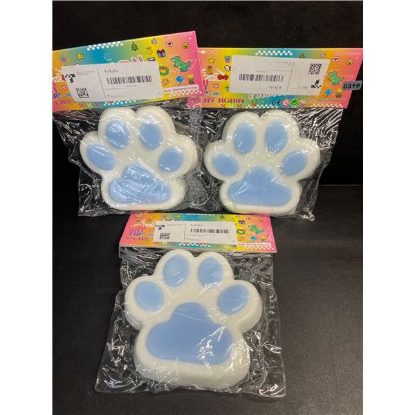 Lot of 3 Large Squishy Cat Paw Squeeze Toys/Sensory Toys - Brand New