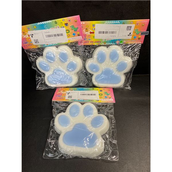 Lot of 3 Large Squishy Cat Paw Squeeze Toys/Sensory Toys - Brand New